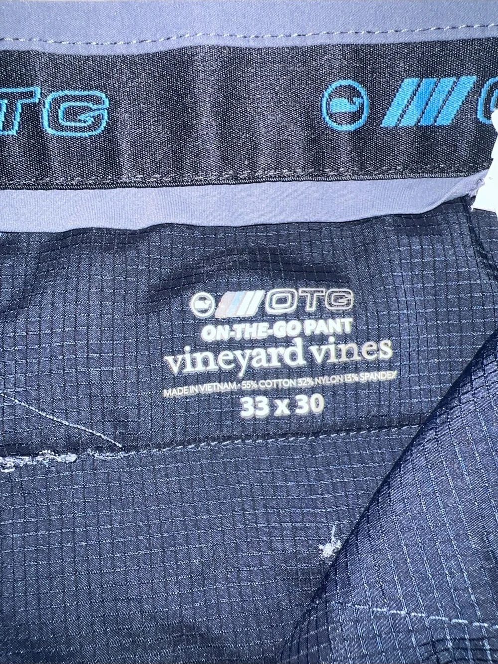 Vineyard Vines OTG On the Go Pant Mens 33x30 Blue Performance Golf Straight
